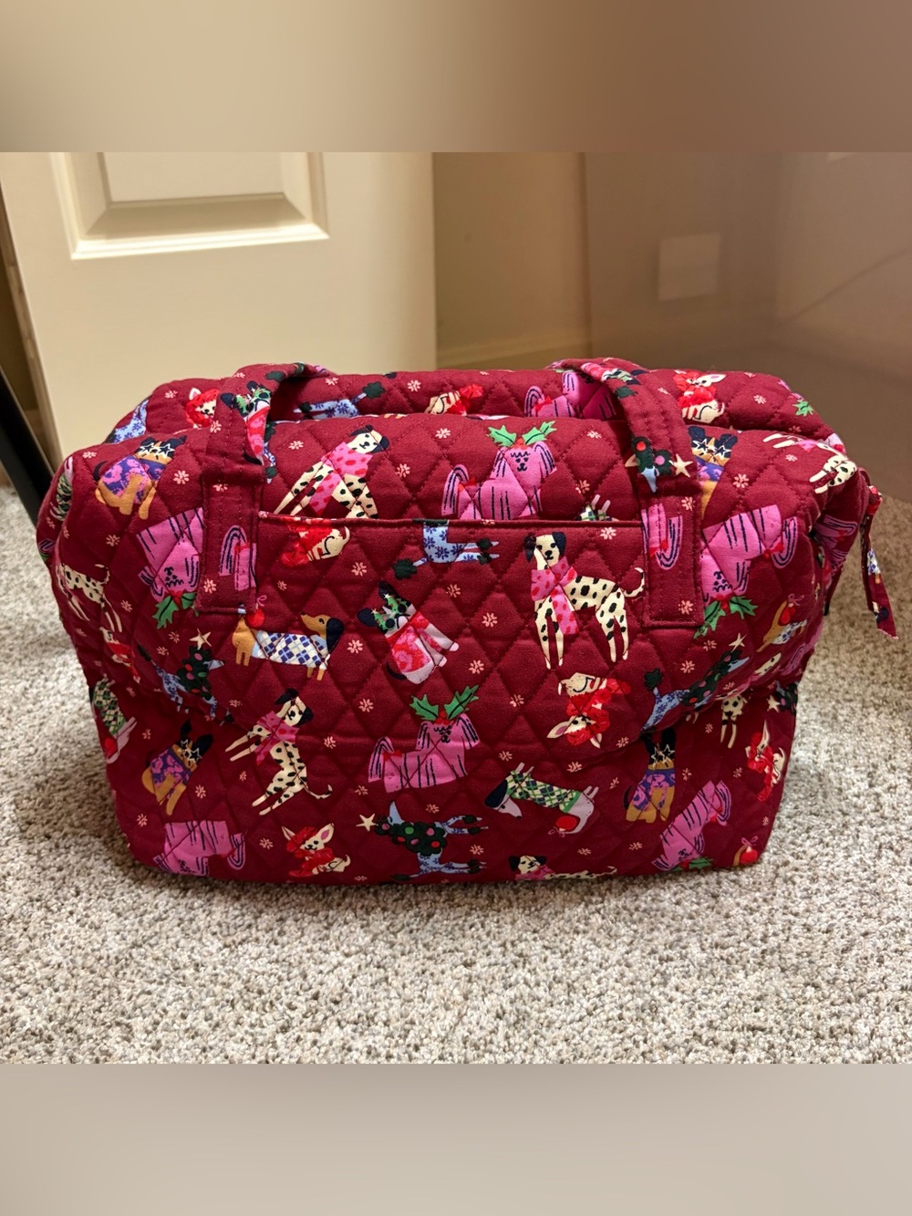 Vera Bradley Quilted Winter Dogs Travel Bag